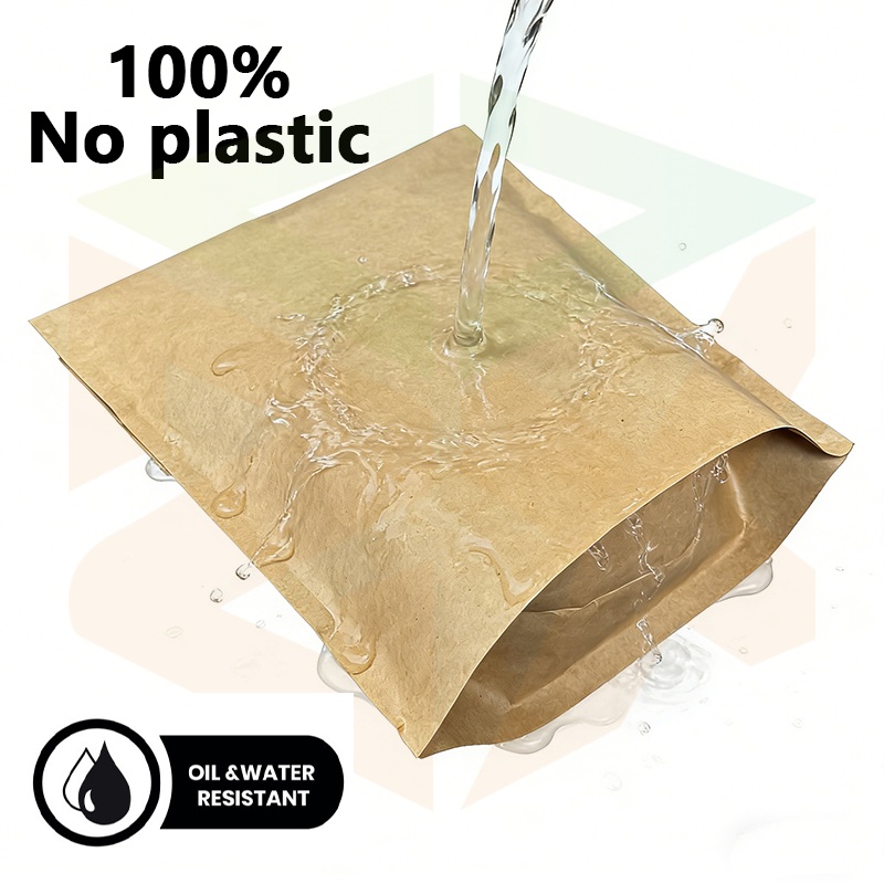 Logotipo pertsonalizatua Kraft paperezko poltsak iragazgaitzak