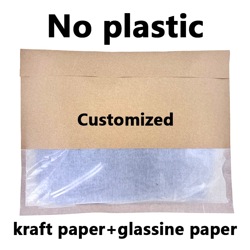 Recycled Kraft Paper Bag with Glassine Window
